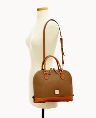 Pebble Grain Zip Zip Satchel