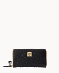 Ostrich Large Zip Around Wristlet