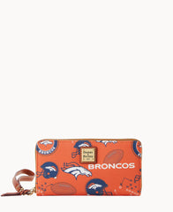 NFL Broncos Large Zip Around Wristlet