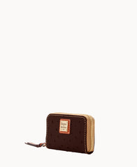 Ostrich Large Zip Around Credit Card Case