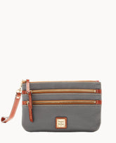 Pebble Grain Triple Zip Wristlet