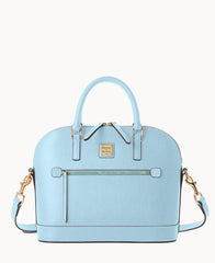 Saffiano Domed Zip Satchel