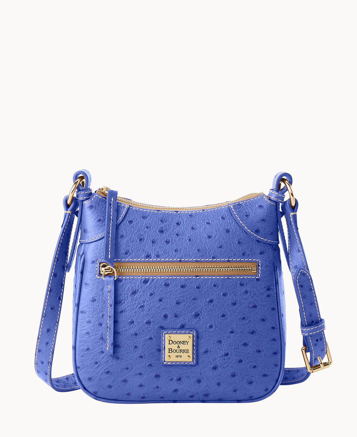 Ostrich Front Zip Crossbody