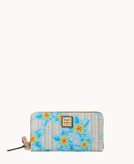Plumeria Large Zip Around Wristlet
