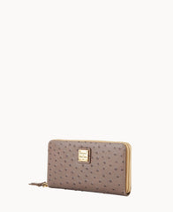 Ostrich Large Zip Around Wristlet
