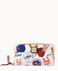 MLB Mets Large Zip Around Wristlet