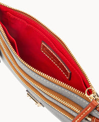 Pebble Grain Triple Zip Wristlet