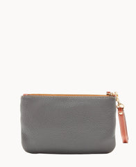 Pebble Grain Triple Zip Wristlet